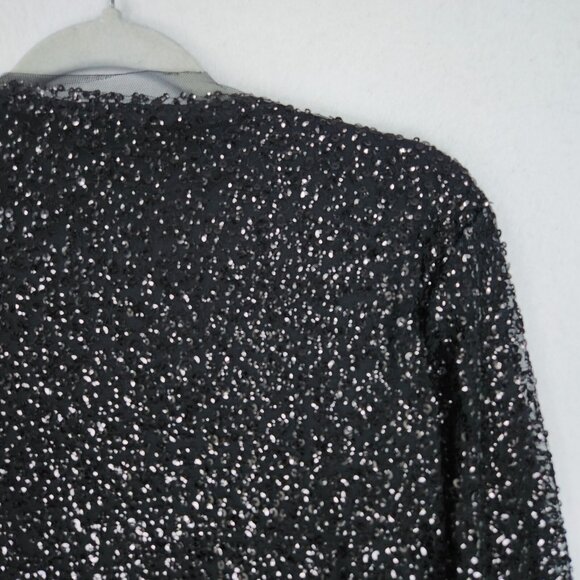 J Crew Sweater Womens Small Black Sequin Open Front 3/4 Sleeve Formal Cardigan - Picture 13 of 13